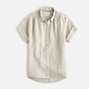 🐚  J CREW Cream BAIRD MCNUTT LINEN Short Sleeve Shirt